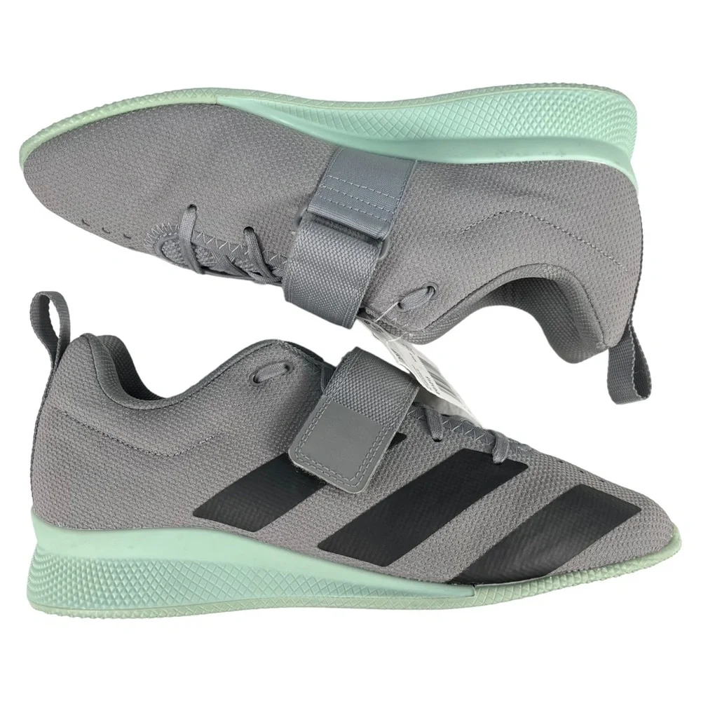 Adidas Adipower Men 8.5 Gray Mint Weightlifting Training Shoes‎